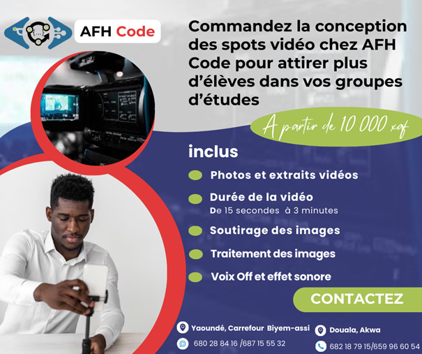 Commandez la Conception des Spots Vidéo chez AFH Code pour Attirer Plus d’Élèves dans Vos Groupes d’Études